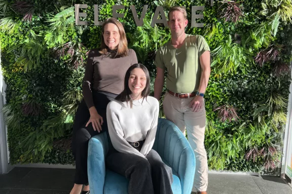 The digital marketing team at Elevate Communication - Shannan Peters, Gareth Duddington, and Jessica Quinn.